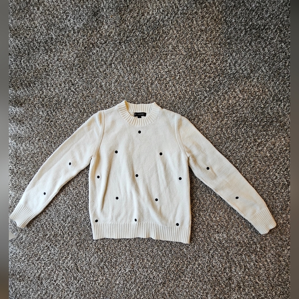 Banana Republic Cream Crewneck Sweater with Black Polka Dots